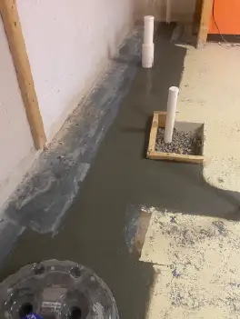 Slab leak detection and repair process showing new pipe materials