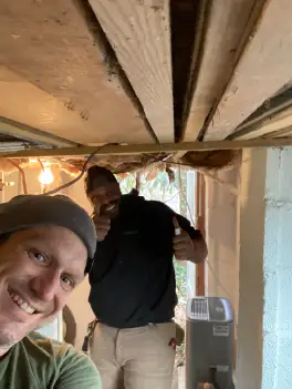 Well pump system installation process showing new pump materials