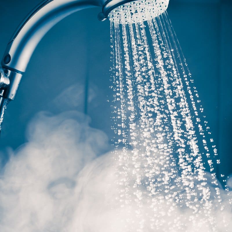 hot water pouring from a shower head